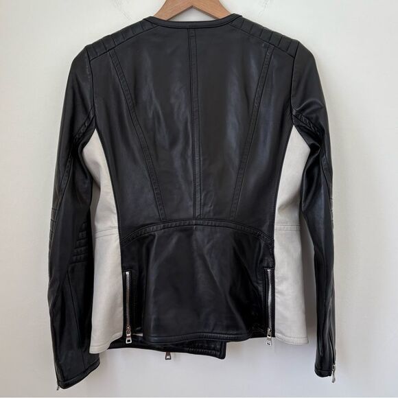 Coach Black & White Leather Moto Jacket - Picture 7 of 16